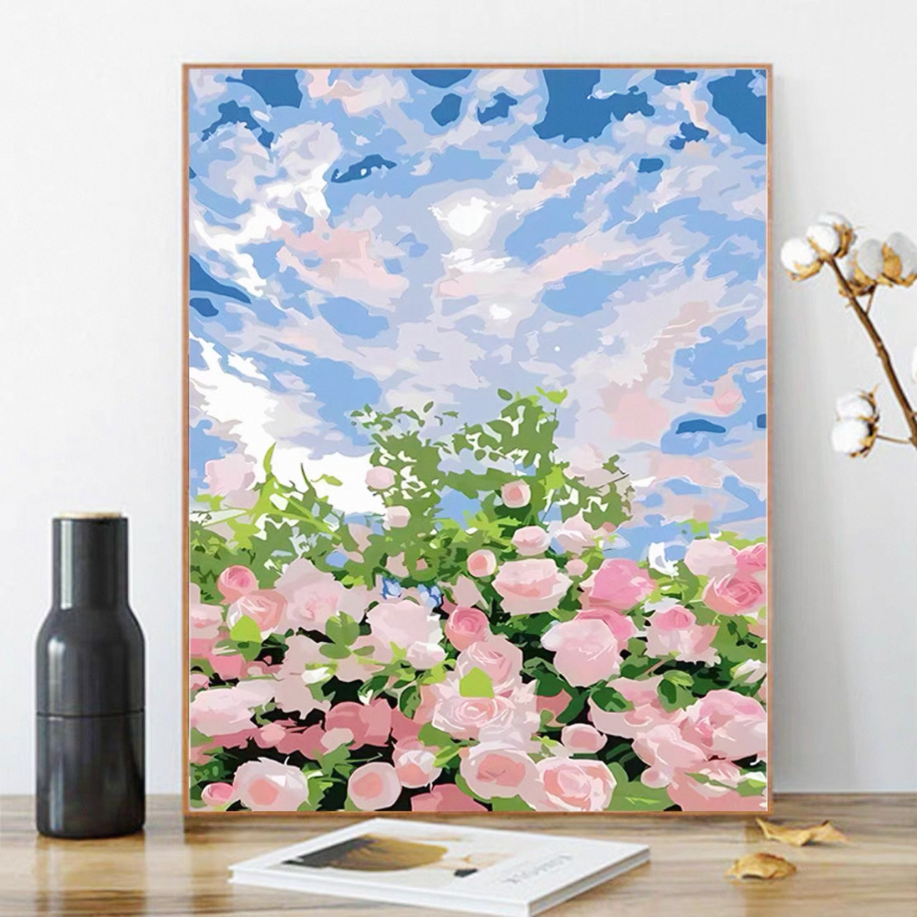 DIY Numbered Oil Painting Rose Flowers Hand-painted Stress-relief Oil Colors Living Room Bedroom Decor