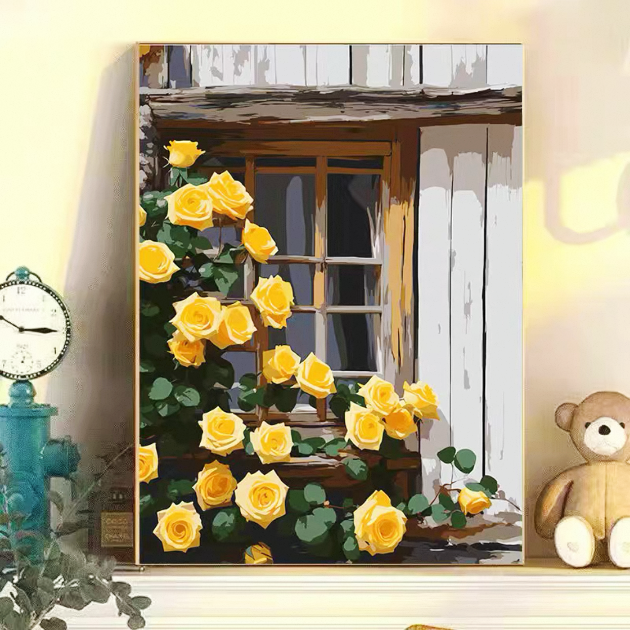 DIY Numbered Oil Painting Rose Flowers Hand-painted Stress-relief Oil Colors Living Room Bedroom Decor