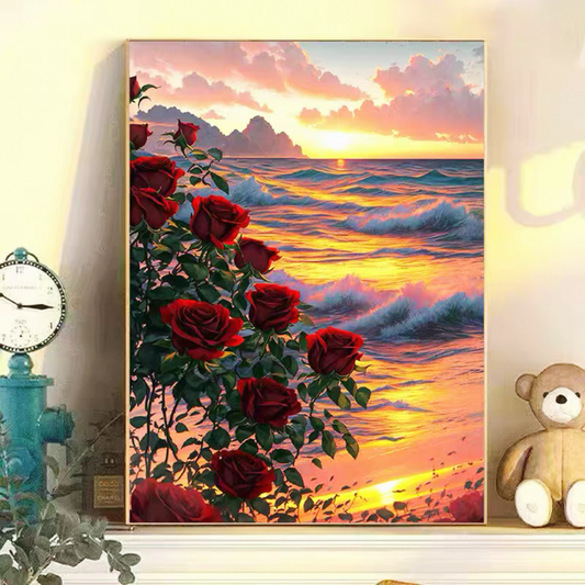 DIY Numbered Oil Painting Rose Flowers Hand-painted Stress-relief Oil Colors Living Room Bedroom Decor