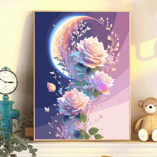 DIY Numbered Oil Painting Rose Flowers Hand-painted Stress-relief Oil Colors Living Room Bedroom Decor